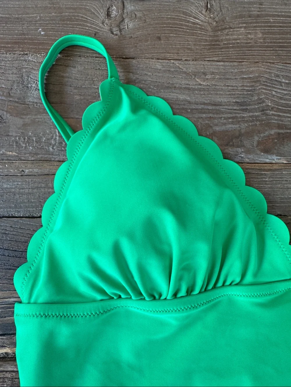 J. Crew scalloped emerald‎ green one piece swimsuit NWT XL